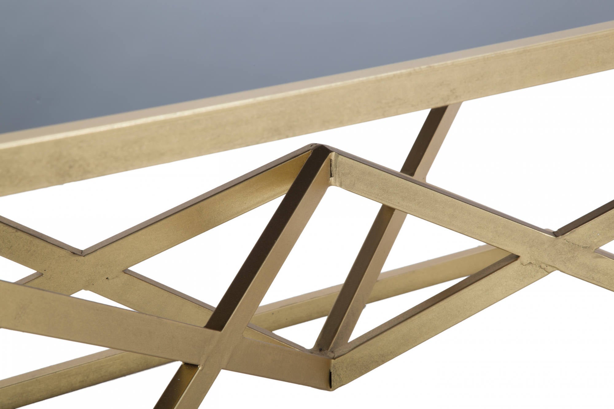 Tavolo da caffè, Ferro e Vetro, Colore Oro, Misure: 110 x 60 x 45 cm