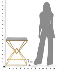 Tavolo da caffè, Ferro e Vetro, Colore Oro, Misure: 57 x 46 x 68 cm