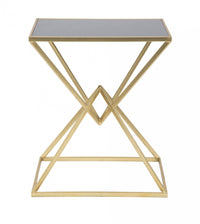 Tavolo da caffè, Ferro e Vetro, Colore Oro, Misure: 57 x 46 x 68 cm