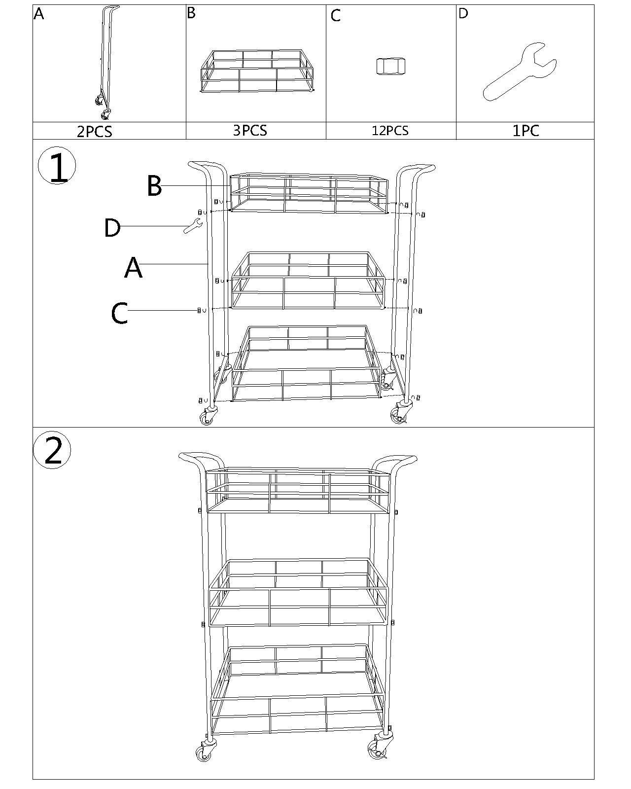 Carrello, Ferro e Vetro, Colore Oro, Misure: 60 x 31 x 80 cm