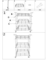 Carrello, Ferro e Vetro, Colore Oro, Misure: 60 x 31 x 80 cm