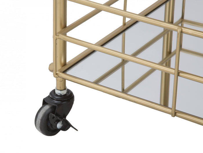 Carrello, Ferro e Vetro, Colore Oro, Misure: 60 x 31 x 80 cm