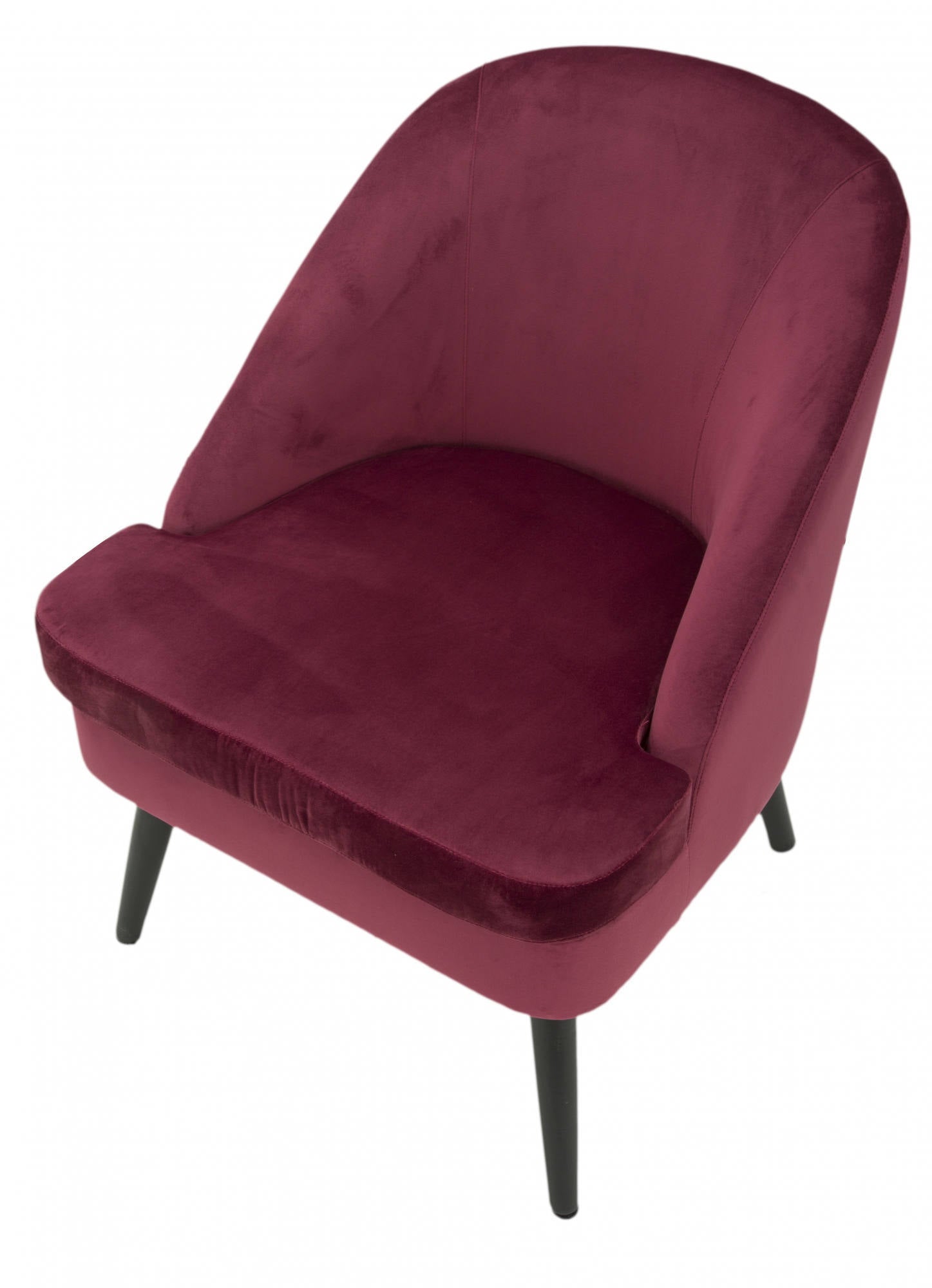 Poltrona, Legno e Spugna E Velluto Sintetico, Colore Bordeaux, Misure: 59 x 67 x 76 cm