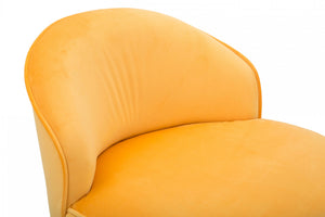 Sedia mini in legno di pino, rivestimento in spugna e velluto, colore arancio con fascia in oro, Misure 45 x 62 x 45 cm