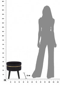 Sgabello, Legno Di Pino e Spugna e Poliestere, Colore Nero, Misure: 35 x 35 x 41 cm