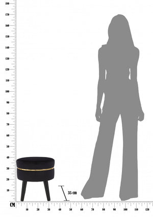 Sgabello, Legno Di Pino e Spugna e Poliestere, Colore Nero, Misure: 35 x 35 x 41 cm