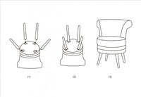 Sedia mini in legno di pino, tessuto in spugna e velluto, colore celeste con fascia in oro, Misure 47 x 64 x 47 cm