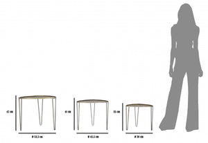 Set di 3 Tavolini, Ferro, Colore Nero, Misure: 54 x 54 x 47 cm