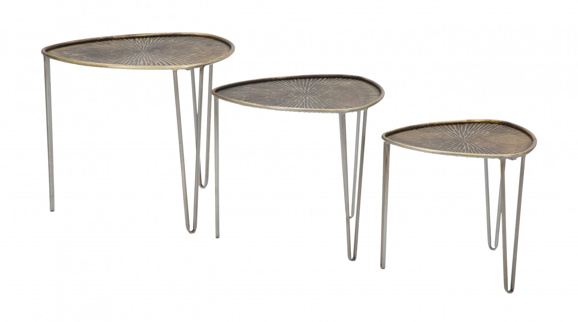 Set di 3 Tavolini, Ferro, Colore Nero, Misure: 54 x 54 x 47 cm