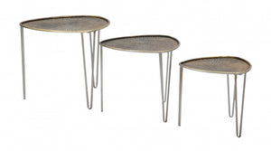 Set di 3 Tavolini, Ferro, Colore Nero, Misure: 54 x 54 x 47 cm