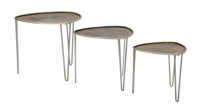 Set di 3 Tavolini, Ferro, Colore Nero, Misure: 54 x 54 x 47 cm