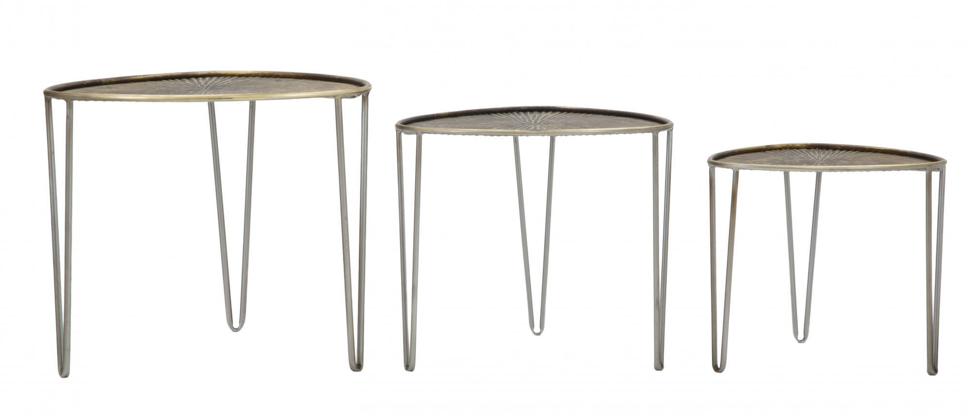 Set di 3 Tavolini, Ferro, Colore Nero, Misure: 54 x 54 x 47 cm