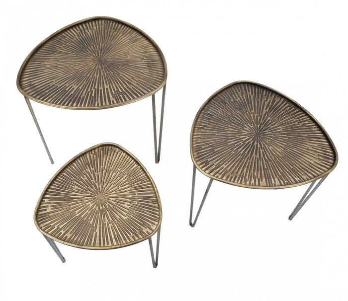 Set di 3 Tavolini, Ferro, Colore Nero, Misure: 54 x 54 x 47 cm