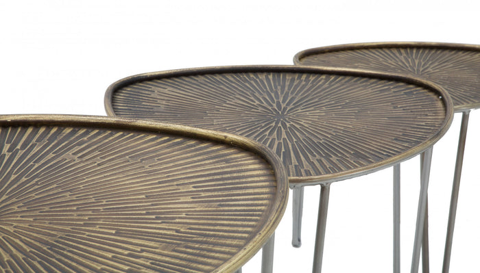 Set di 3 Tavolini, Ferro, Colore Nero, Misure: 54 x 54 x 47 cm