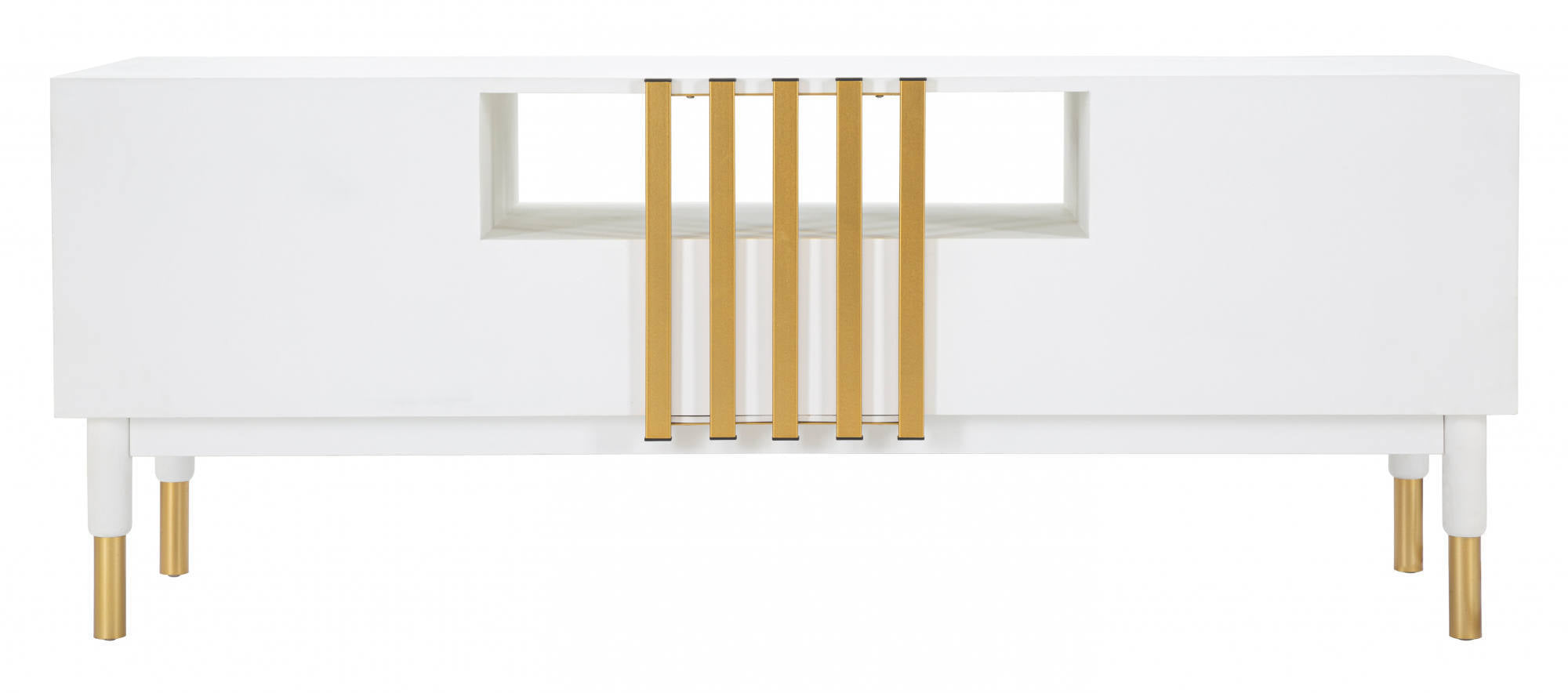 Porta TV, Legno Di Pino e Mdf E Ferro, Colore Bianco, Misure: 140 x 50 x 55 cm