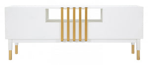 Porta TV, Legno Di Pino e Mdf E Ferro, Colore Bianco, Misure: 140 x 50 x 55 cm