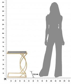 Tavolino da divano, Ferro e Vetro, Colore Nero, Misure: 46 x 26 x 60 cm