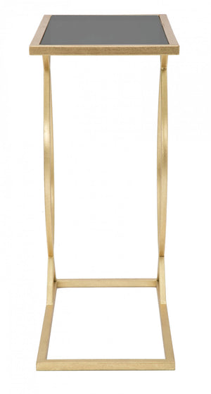 Tavolino da divano, Ferro e Vetro, Colore Nero, Misure: 46 x 26 x 60 cm