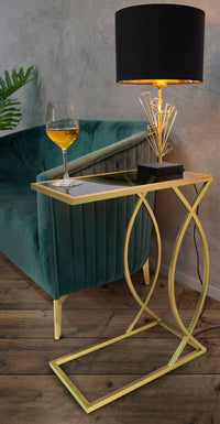 Tavolino da divano, Ferro e Vetro, Colore Nero, Misure: 46 x 26 x 60 cm