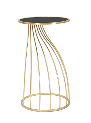 Tavolino porta telefono, Ferro e Mdf, Colore Nero, Misure: 43 x 43 x 73 cm