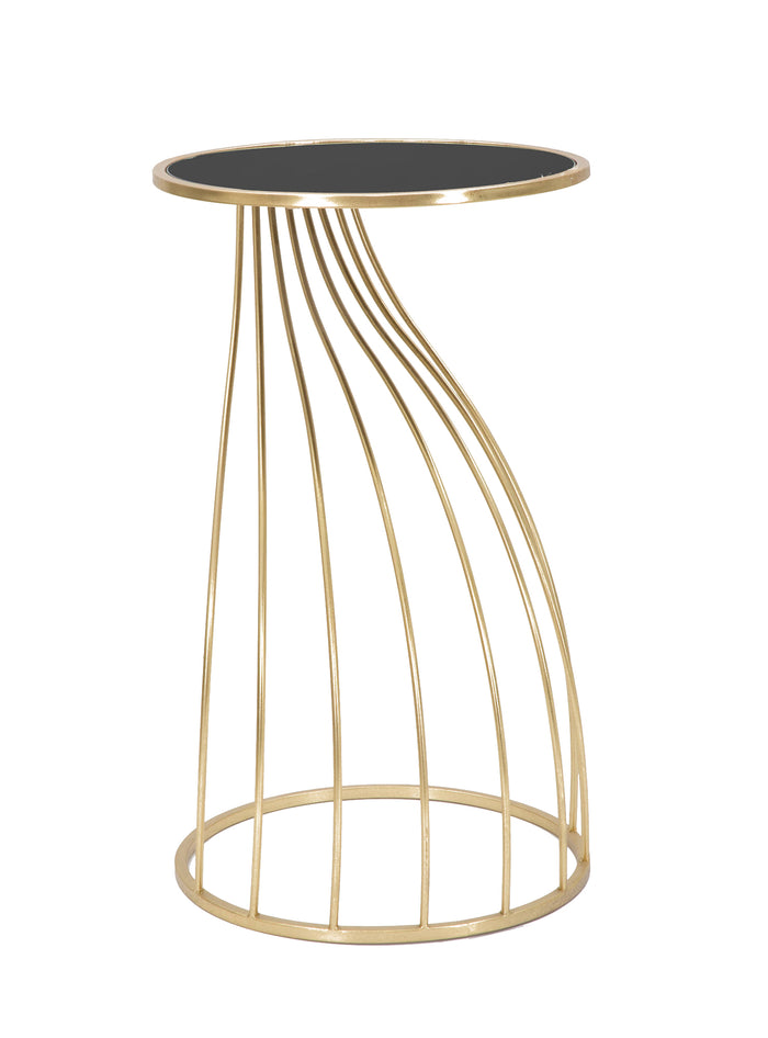 Tavolino porta telefono, Ferro e Mdf, Colore Nero, Misure: 43 x 43 x 73 cm