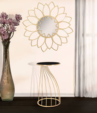 Tavolino porta telefono, Ferro e Mdf, Colore Nero, Misure: 43 x 43 x 73 cm