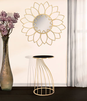 Tavolino porta telefono, Ferro e Mdf, Colore Nero, Misure: 43 x 43 x 73 cm