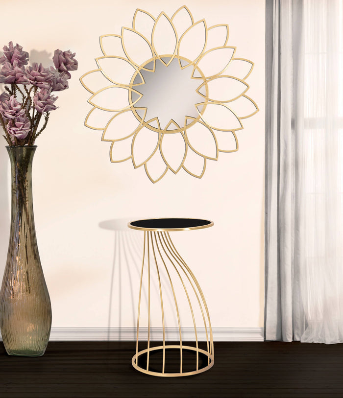 Tavolino porta telefono, Ferro e Mdf, Colore Nero, Misure: 43 x 43 x 73 cm