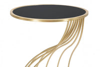 Tavolino porta telefono, Ferro e Mdf, Colore Nero, Misure: 43 x 43 x 73 cm