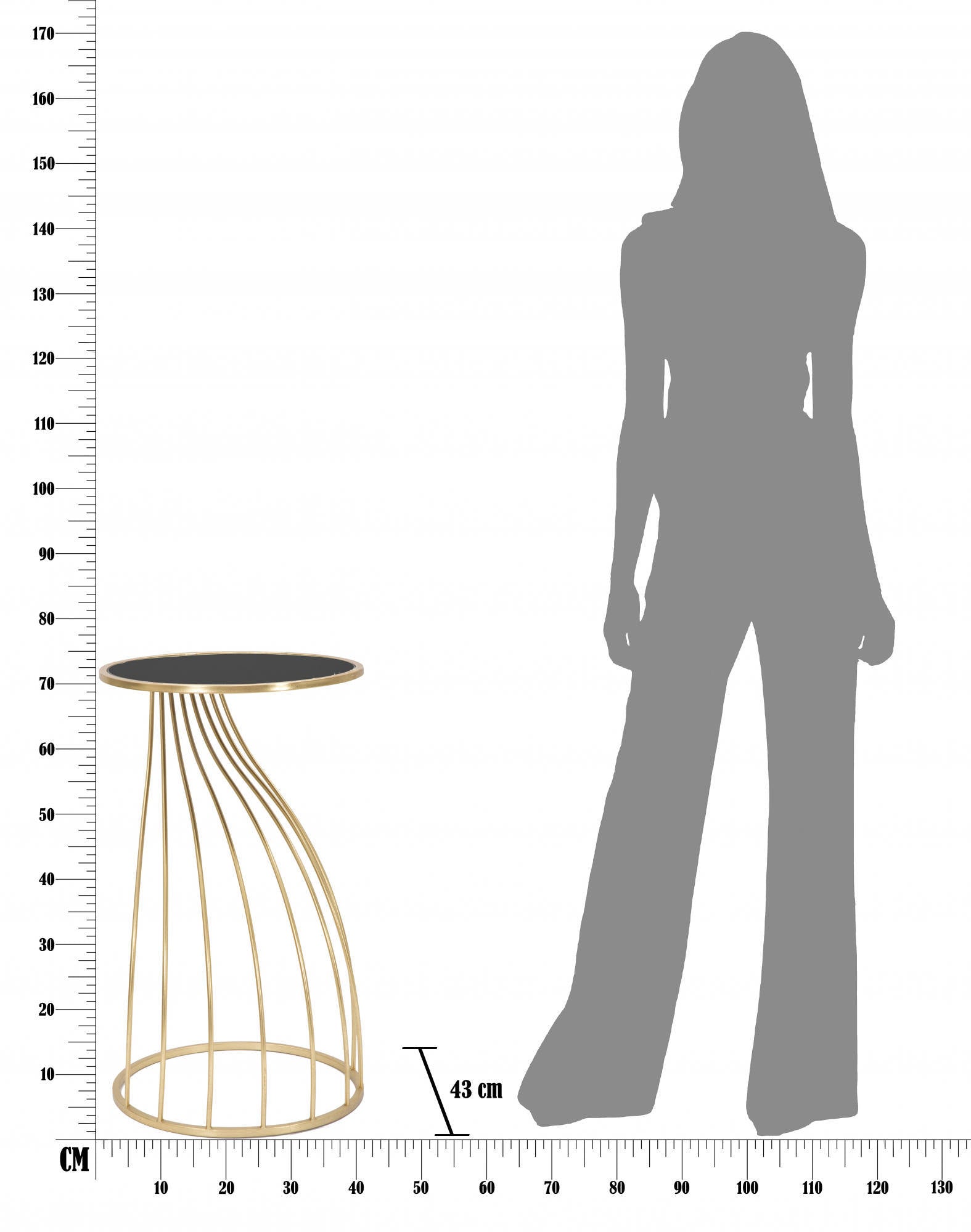 Tavolino porta telefono, Ferro e Mdf, Colore Nero, Misure: 43 x 43 x 73 cm