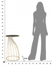 Tavolino porta telefono, Ferro e Mdf, Colore Nero, Misure: 43 x 43 x 73 cm