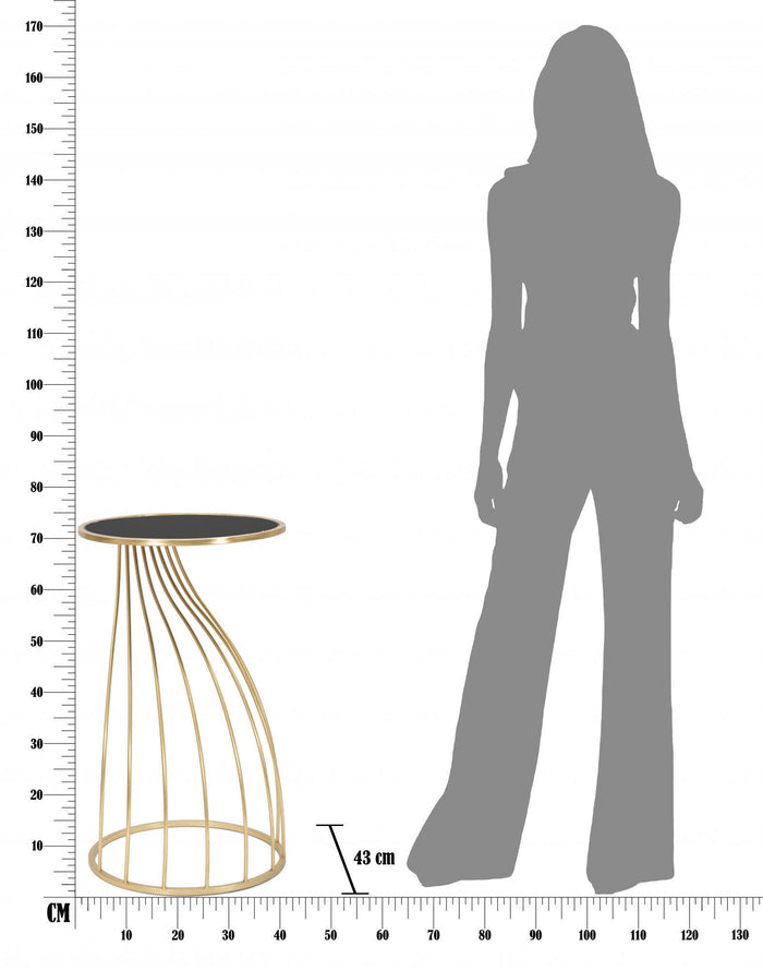 Tavolino porta telefono, Ferro e Mdf, Colore Nero, Misure: 43 x 43 x 73 cm