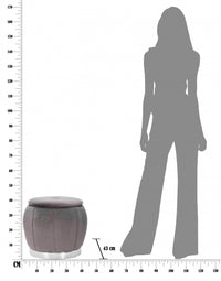 Pouf contenitore in legno di pino, rivestimento in spugna e velluto, colore grigio, Misure 43 x 43 x 43 cm