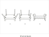 Panca in legno di pino, rivestimento in velluto, colore crema, Misure 40 x 60 x 120 cm
