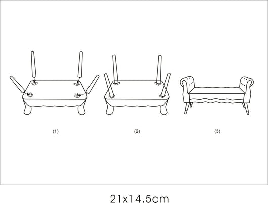 Panca in legno di pino, rivestimento in velluto, colore crema, Misure 40 x 60 x 120 cm
