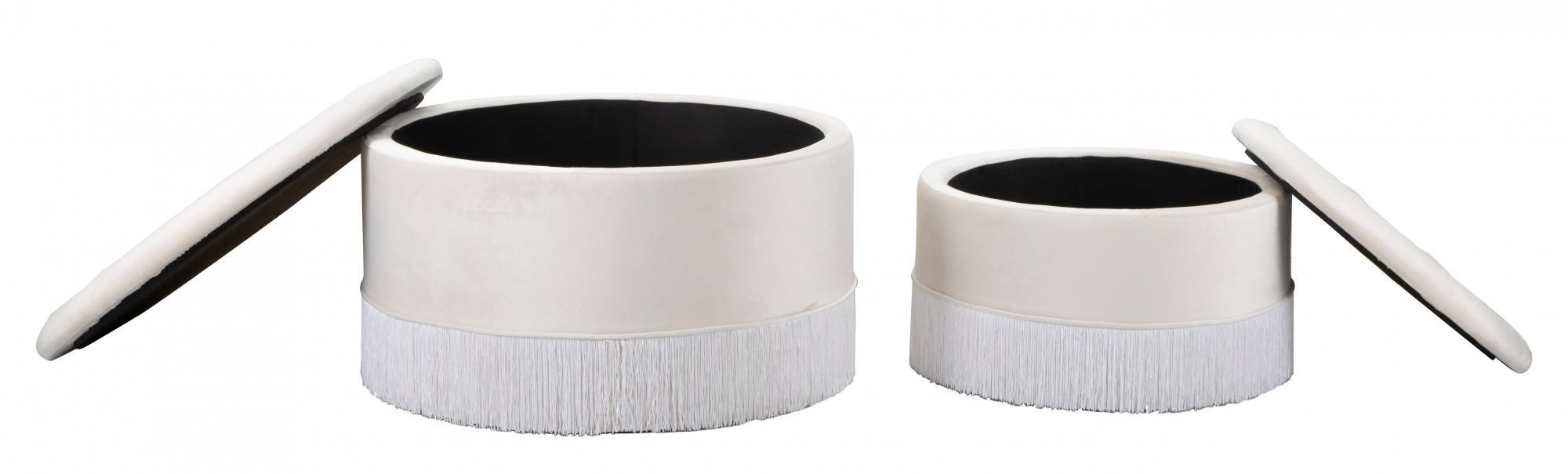 Pouf contenitori, Legno Di Pino e Legno Di Playwood e Spugna E Poliestere, Colore Panna, Misure: 71 x 71 x 41 cm