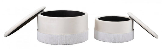 Pouf contenitori, Legno Di Pino e Legno Di Playwood e Spugna E Poliestere, Colore Panna, Misure: 71 x 71 x 41 cm