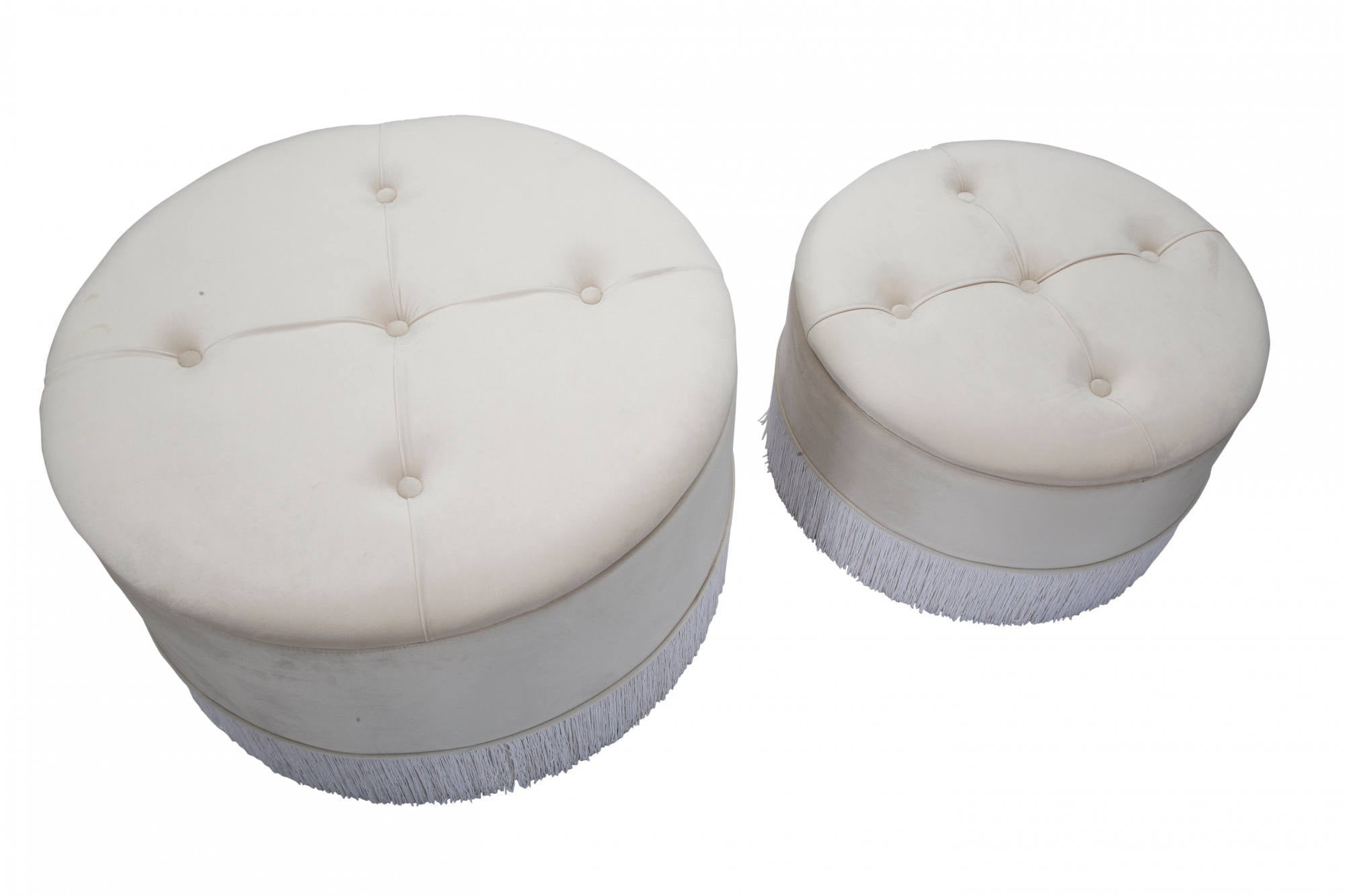 Pouf contenitori, Legno Di Pino e Legno Di Playwood e Spugna E Poliestere, Colore Panna, Misure: 71 x 71 x 41 cm