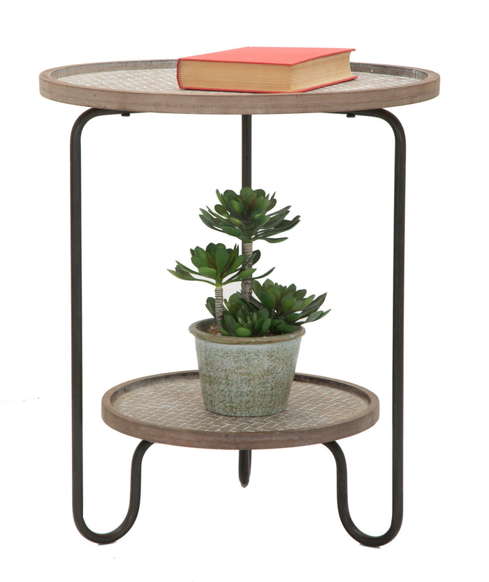 Tavolino da caffè, Ferro e Mdf, Colore Nero, Misure: 48 x 48 x 55 cm