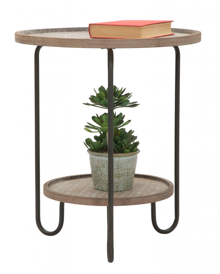 Tavolino da caffè, Ferro e Mdf, Colore Nero, Misure: 48 x 48 x 55 cm