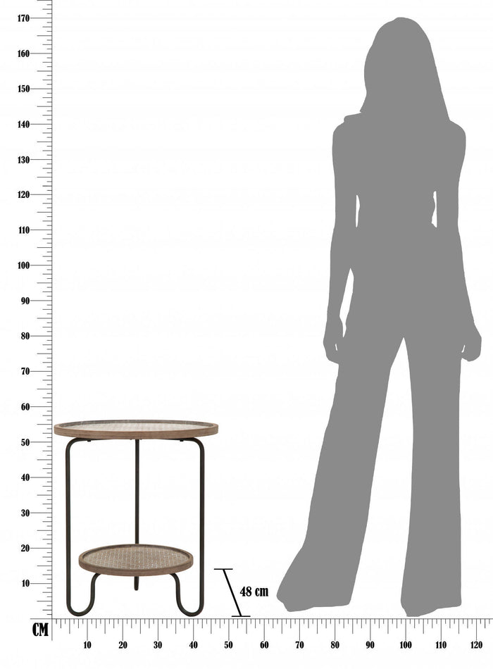 Tavolino da caffè, Ferro e Mdf, Colore Nero, Misure: 48 x 48 x 55 cm