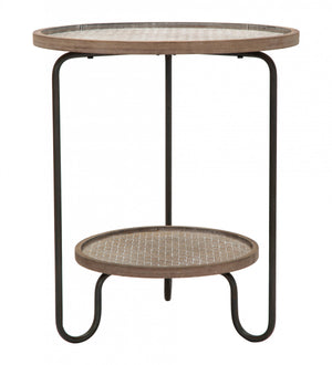 Tavolino da caffè, Ferro e Mdf, Colore Nero, Misure: 48 x 48 x 55 cm