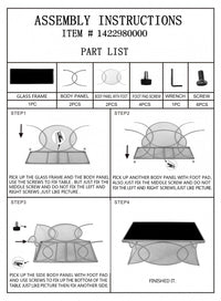 Tavolo elegante da Caffè rettangolare, struttura in metallo dorato, con ripiano in vetro temprato, colore nero, Misure 60 x 45 x 110 cm