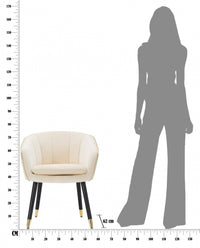 Poltrona, Legno Di Pino e Spugna e Metallo E Poliestere, Colore Panna, Misure: 62 x 58 x 78 cm