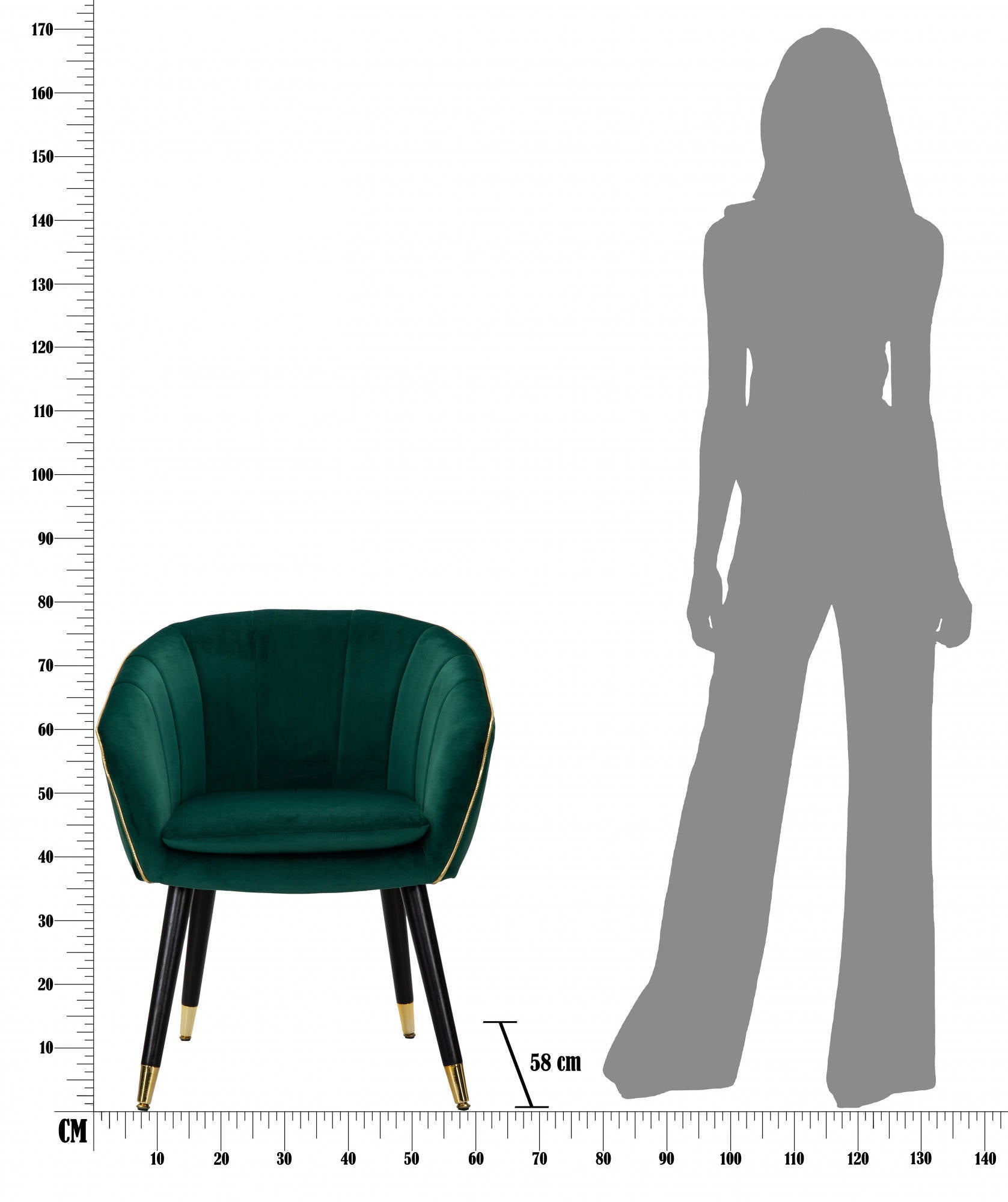 Poltrona, Legno Di Pino e Spugna e Metallo E Poliestere, Colore Verde, Misure: 62 x 58 x 78 cm