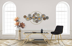 Tavolo da caffè, Ferro e Specchio, Colore Oro, Misure: 110 x 60 x 45 cm