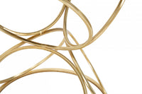 Tavolino rotondo, Ferro e Specchio, Colore Oro, Misure: 38 x 38 x 53 cm