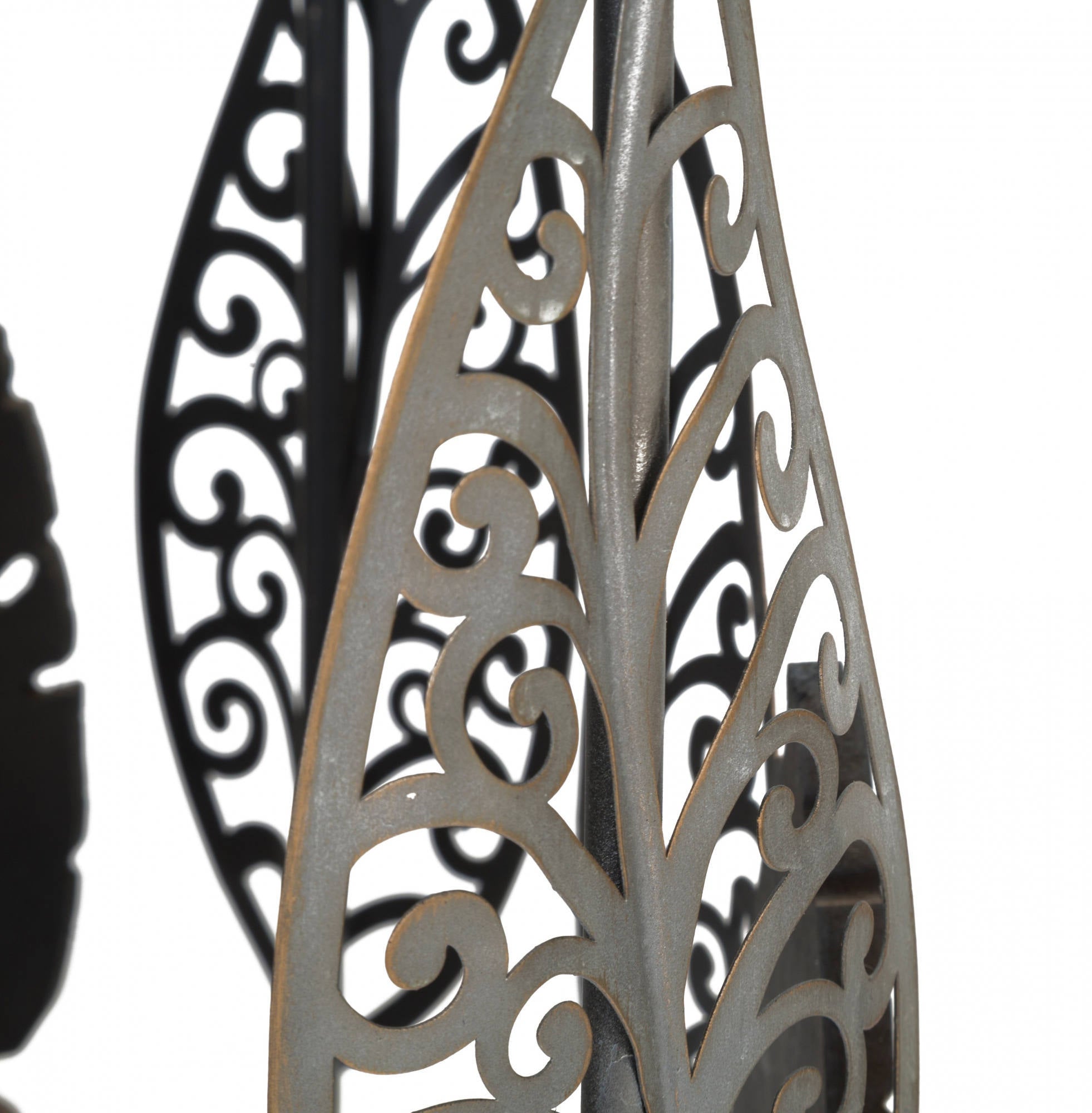 Coppia di Tavolini, Ferro e Mdf e Vetro, Con fantasia floreale, Misure: 38 x 38 x 55 cm