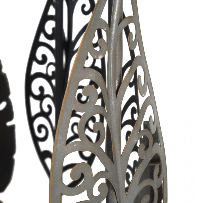 Coppia di Tavolini, Ferro e Mdf e Vetro, Con fantasia floreale, Misure: 38 x 38 x 55 cm