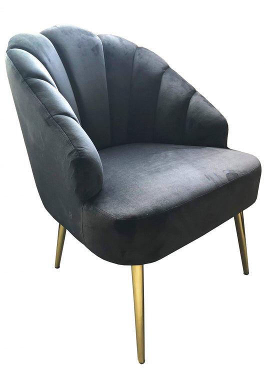 Poltrona in legno di larice, struttura in velluto e metallo dorato, colore nero, Misure 69 x 84 x 65 cm